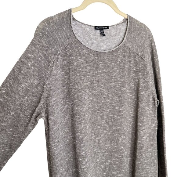 Eileen Fisher Marled Gray Knit Sweater, L - Picture 3 of 7